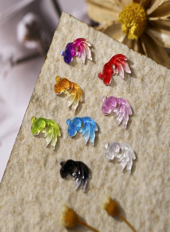 Comimark 100 PCS Resin Colorful Mini Kawaii Goldfish Flat Back Rhinestone Appliques DIY Wedding Scrapbook Manicure Gradual Mermaid Nail Pendant Koi Embellishments Crafts - Image 2